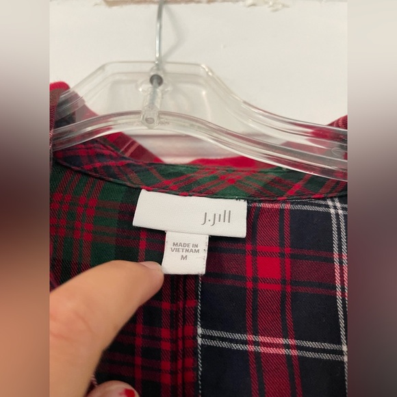 J.Jill into the mix plaid tunic in red multi patchwork flannel medium - Picture 3 of 7